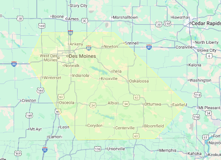 Pest Control Techs LLC service area — Central & Southeast Iowa