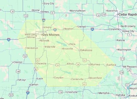Pest Control Techs LLC service area — Central & Southeast Iowa